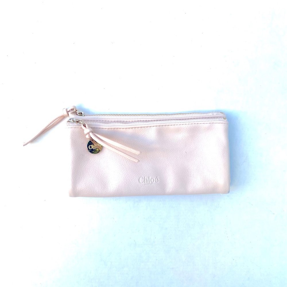 Chloé Cream Light Pink Leather Travel Pouch